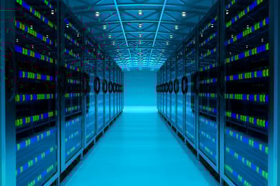 Blue-lit Data Center