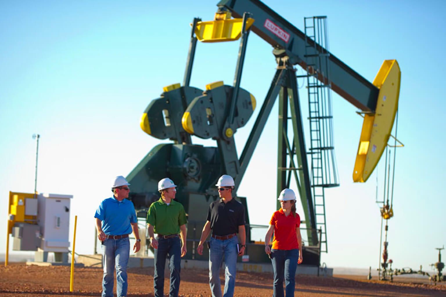 Hess employees at oil rig