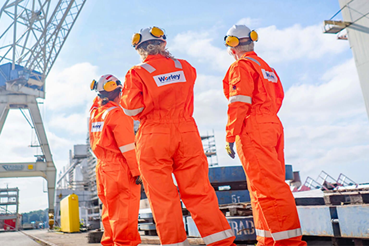 People wearing bright safety gear